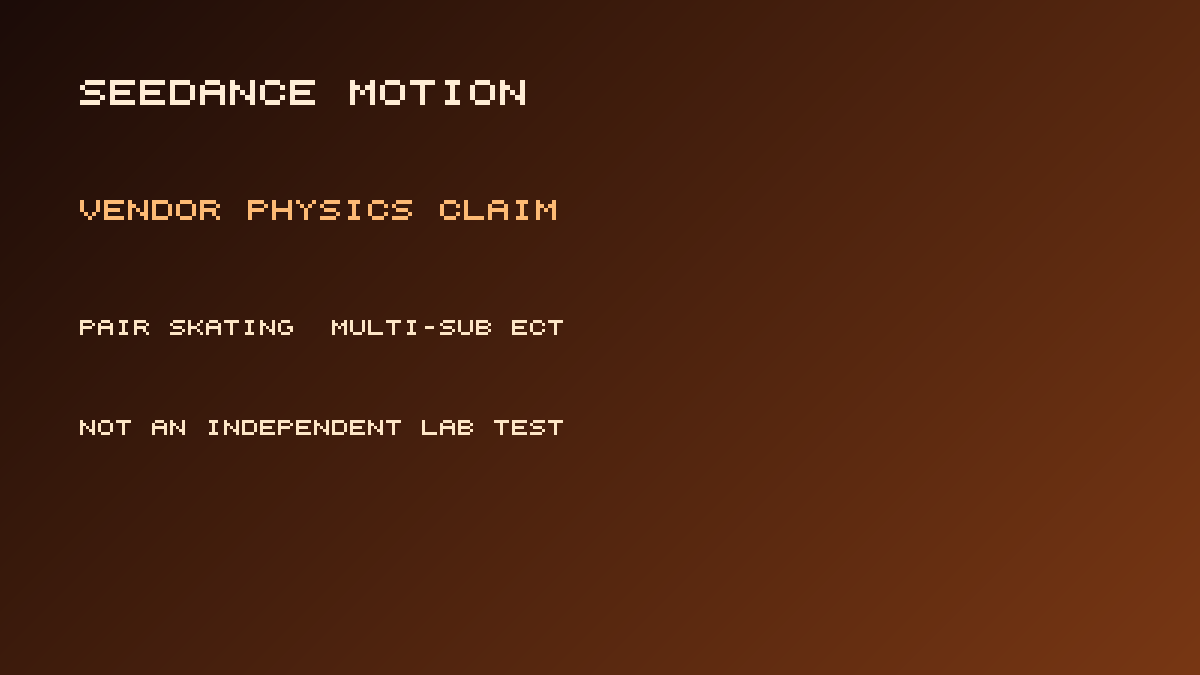 Graphic labeling Seedance motion as a vendor physics claim for pair skating and multi-subject action
