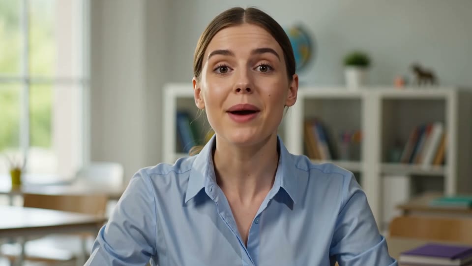 Poster of a talking-head clip after video upscaling